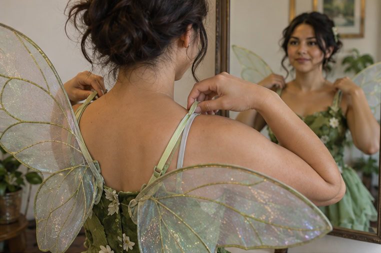 Fit the wings over the outfit
