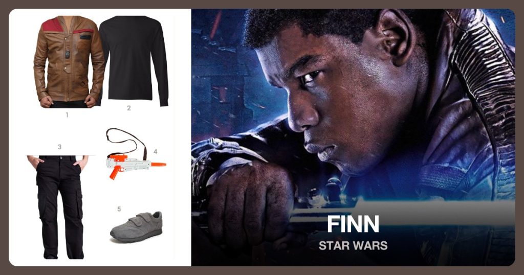 Star Wars Finn Pilot Jacket, Tagless® Long Sleeve T-Shirt and Slim-fit Multi Pockets Military Cargo Pant beside Finn