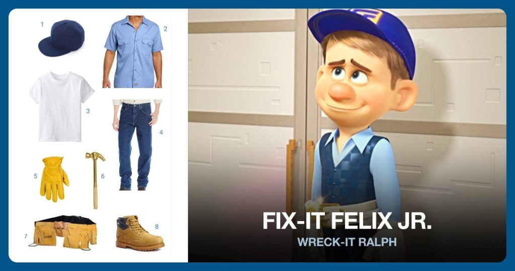 Snapback Cap for Unisex, Men’s Short-Sleeve Work Shirt and Hanes Men’s Performance T-Shirt beside Fix-It Felix Jr.