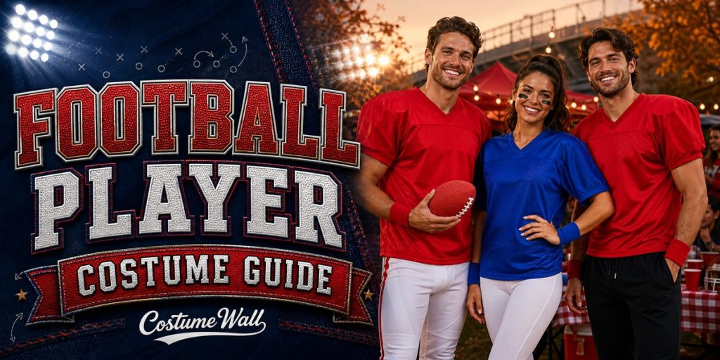 Red Blank Football Jersey, Blue Blank Football Jersey, White Athletic Joggers and White Athletic Leggings beside Football Player