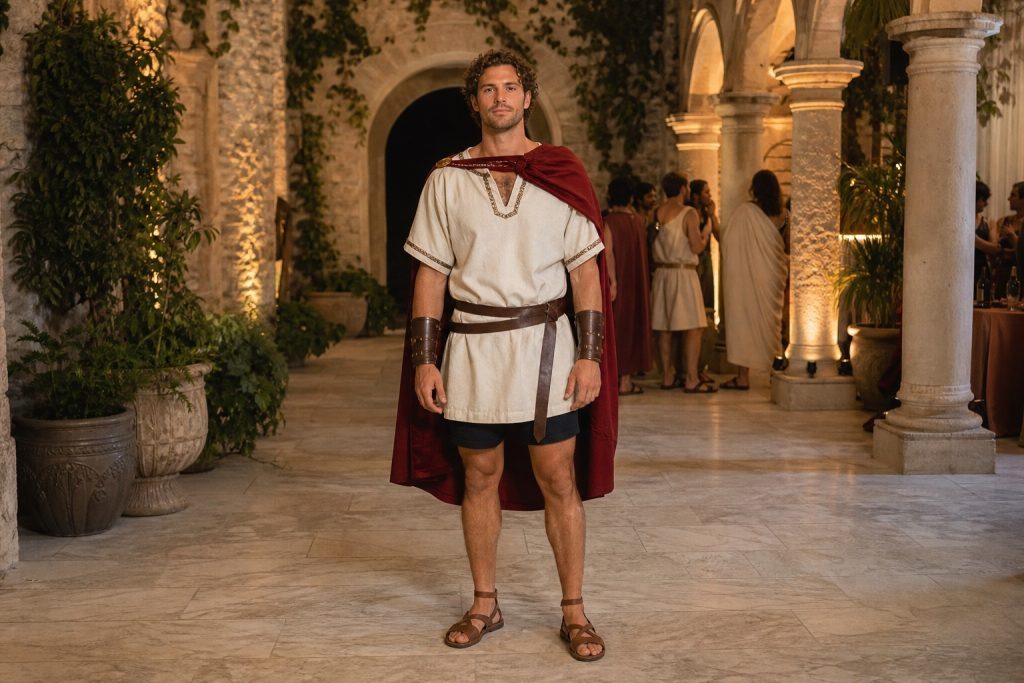 Red Cape Gladiator costume outfit
