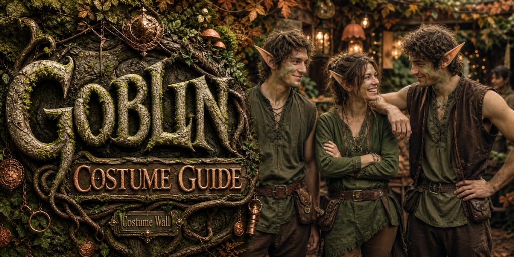 Army Green Viking Tunic, Army Green Henley Tunic, Dark Brown Five-Pocket Pants and Full Brown Leggings beside Goblin