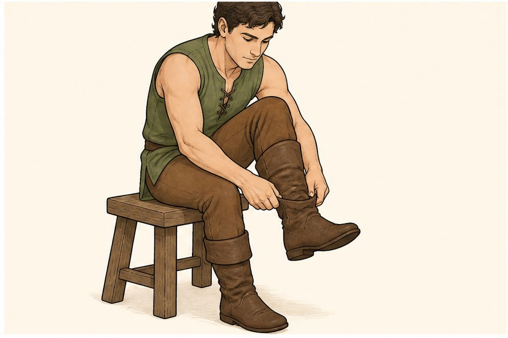 Put on brown boots
