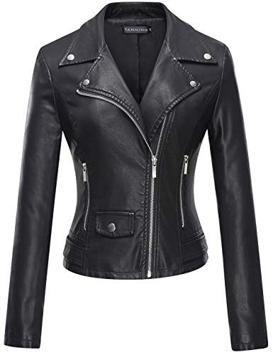 Women’s Black Faux Leather Moto Jacket