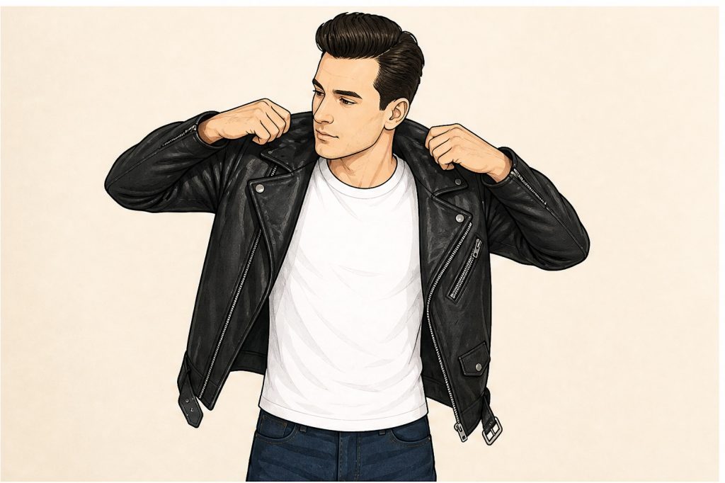 Slip on black faux leather jacket