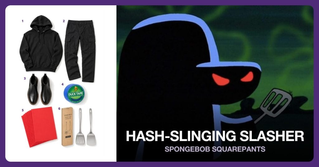 Black Hooded Sweatshirt, Black Cargo Pants, Black Chelsea Boots and Blue Duct Tape beside Hash-Slinging Slasher