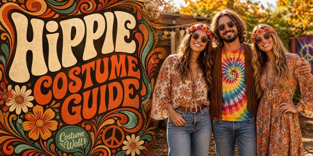Floral Boho Blouse, Blue Flare Jeans, Rainbow Tie-Dye Shirt and Blue Straight-Leg Jeans beside Hippie