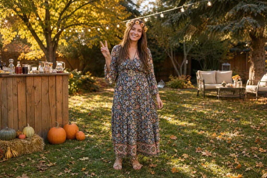 Flower Dress Hippie costume outfit