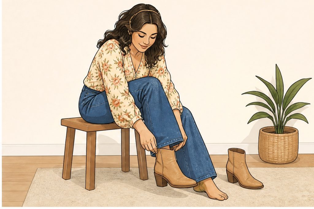 put on tan shoes