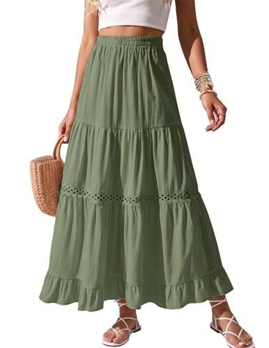 Green Cotton Maxi Skirt