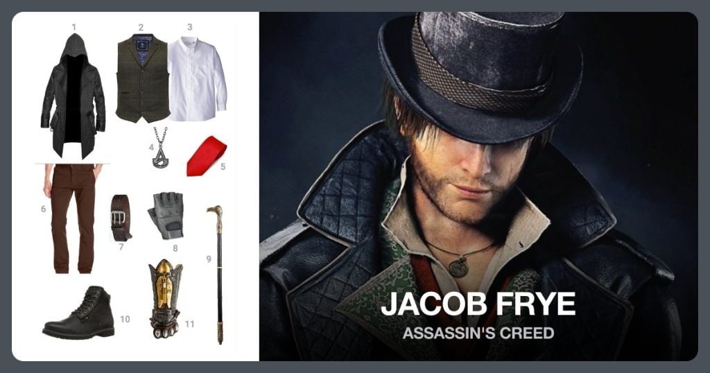 Assassin’s Creed Jacob Frye Coat, Mens Velvet Collar Vest and Long Sleeve Dress Shirt beside Jacob Frye