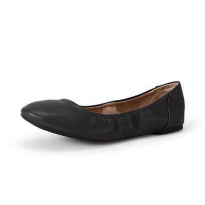 Black Faux Leather Ballet Flats