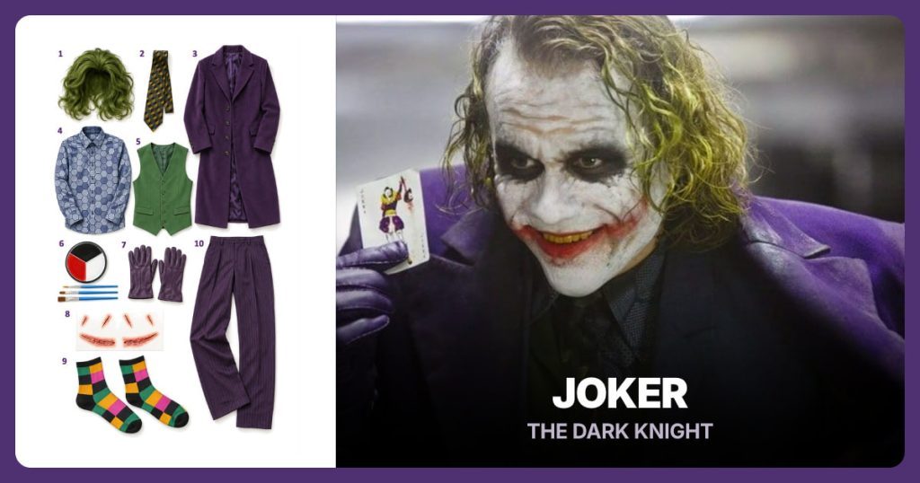 Joker costume clothing and accessories