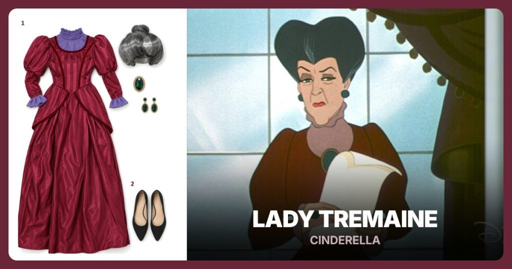 Disney Lady Tremaine Costume Set and Black Low-Heel Pumps beside Lady Tremaine