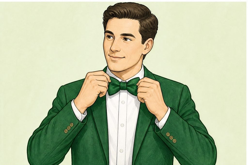 fasten green bow tie