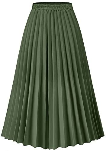 Green Pleated Skirt