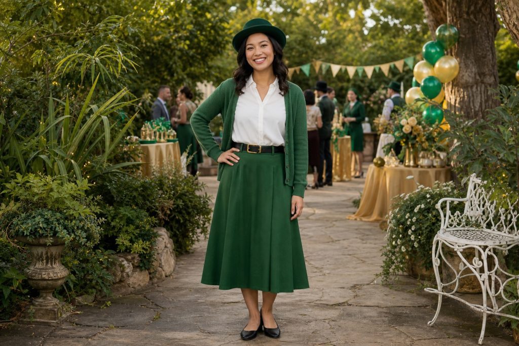 Green Skirt Leprechaun costume outfit