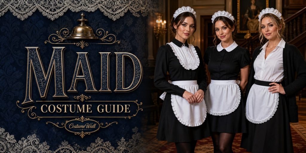 Black Long-Sleeve Midi Dress, Black Knee-Length Dress, White Button-Down Blouse and Black Midi A-Line Skirt beside Maid