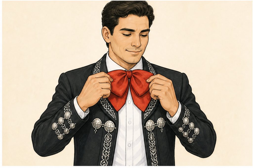 Fasten the red bow