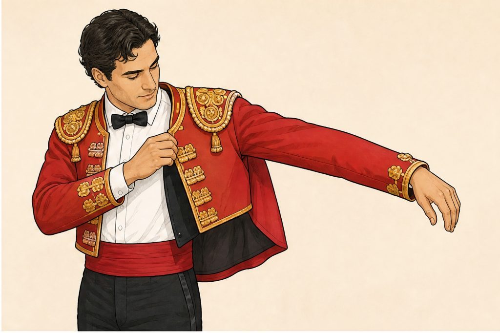 Slip on red matador-style jacket