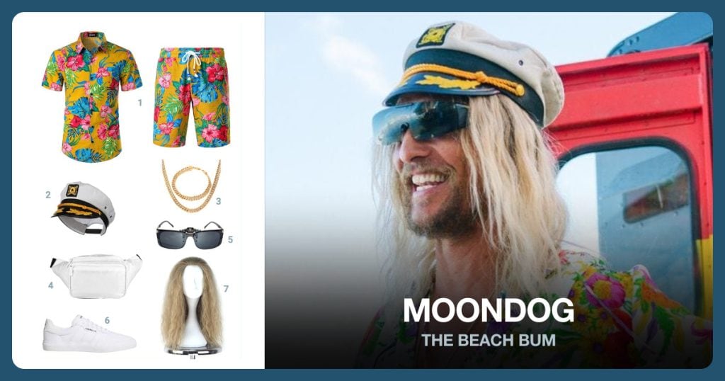 Short Sleeve Shirt Suits, Sailors Hat, Jewelry Set and Fanny Pack beside Moondog