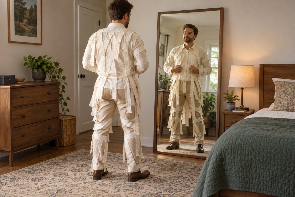 Try the outfit and tidy the ends