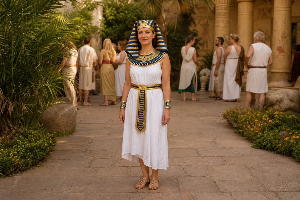 White Dress Pharaoh costume outfit