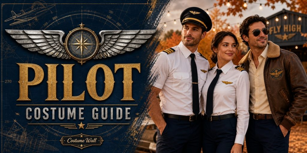 Men’s White Pilot Shirt, Women’s White Pilot Shirt, Men’s Navy Dress Pants and Women’s Navy Work Trousers beside Pilot