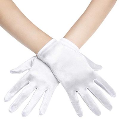 Short White Satin Gloves