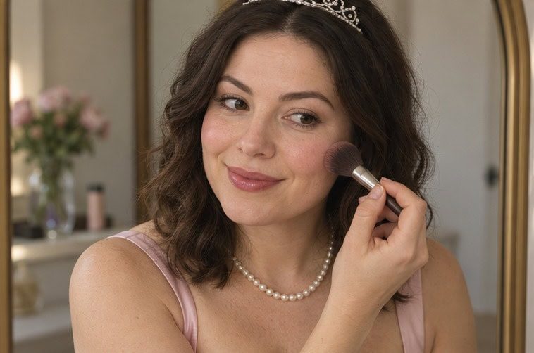 Applying a little blush