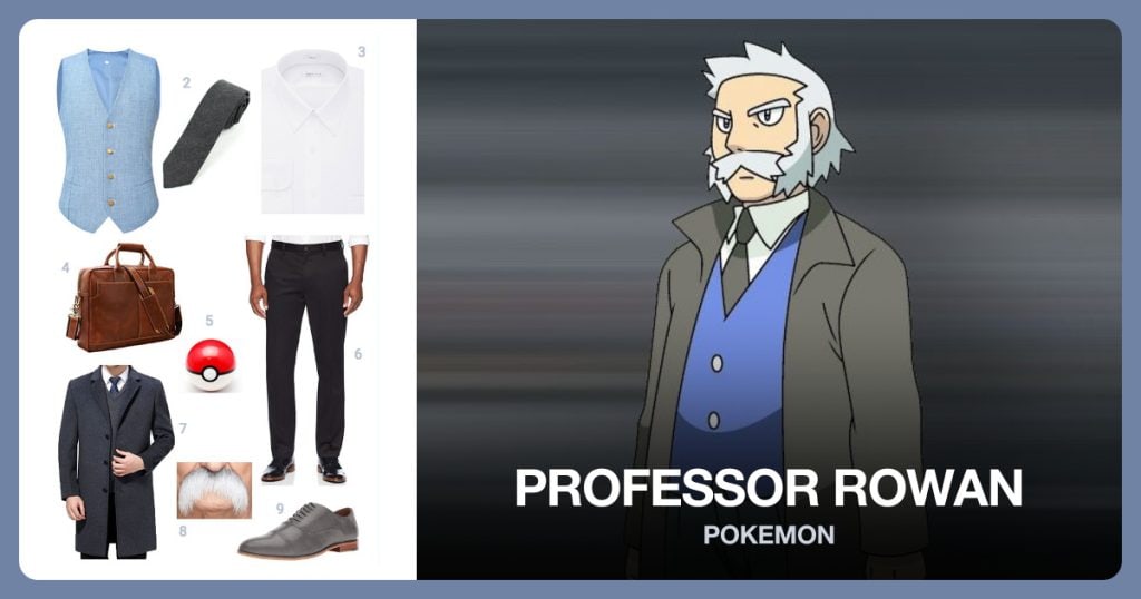 Blue Vest, Grey Tie, White Button-up Shirt and Briefcase beside Professor Rowan