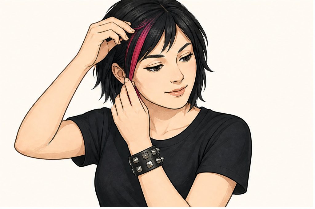 Style short temporary colored hair streak