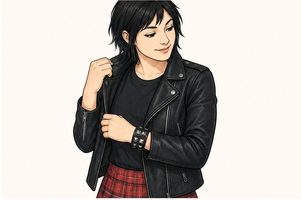 Add faux leather jacket and cuff