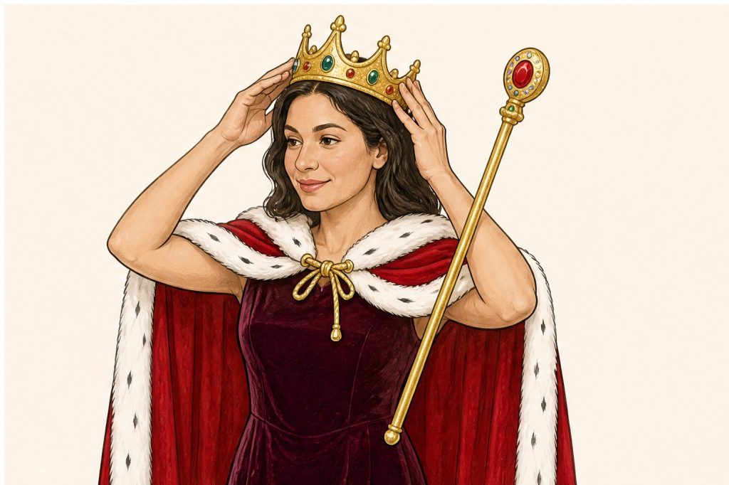 Place the gold crown securely