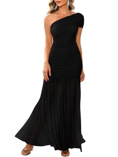 Black One Shoulder Evening Dress