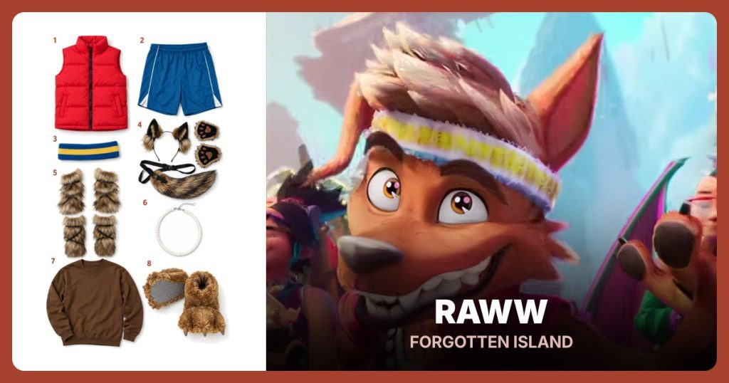 Raww Costume outfit and accessories