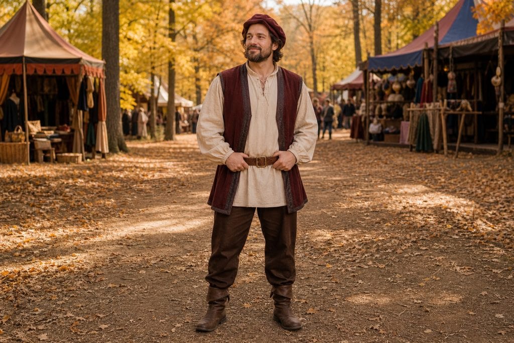 Burgundy Waistcoat Look costume outfit