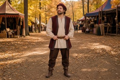 Burgundy Waistcoat Look costume outfit