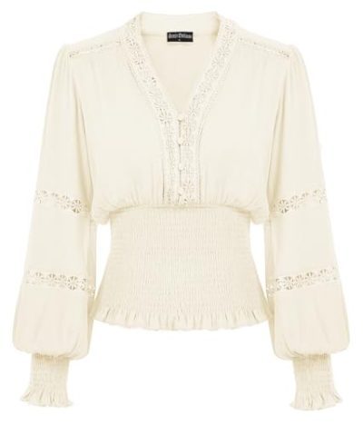 Cream Long Sleeve Peasant Blouse