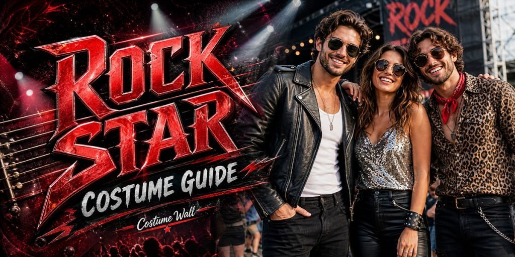 Men’s Black Faux Leather Biker Jacket, White Tank Tops (2-Pack) and Men’s Black Skinny Jeans beside Rock Star
