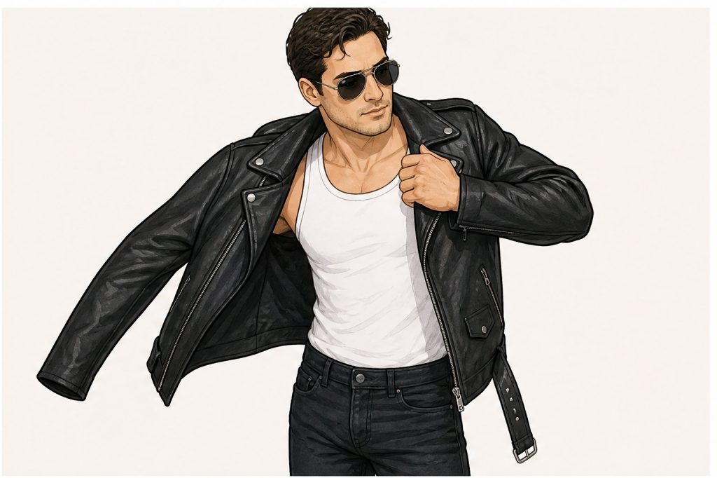 Slip on black faux leather jacket