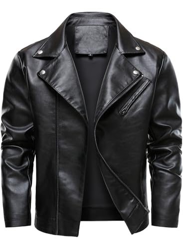 Men’s Black Faux Leather Biker Jacket