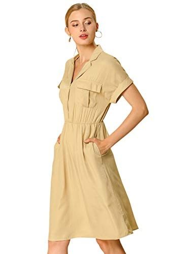 Khaki Safari Shirt Dress