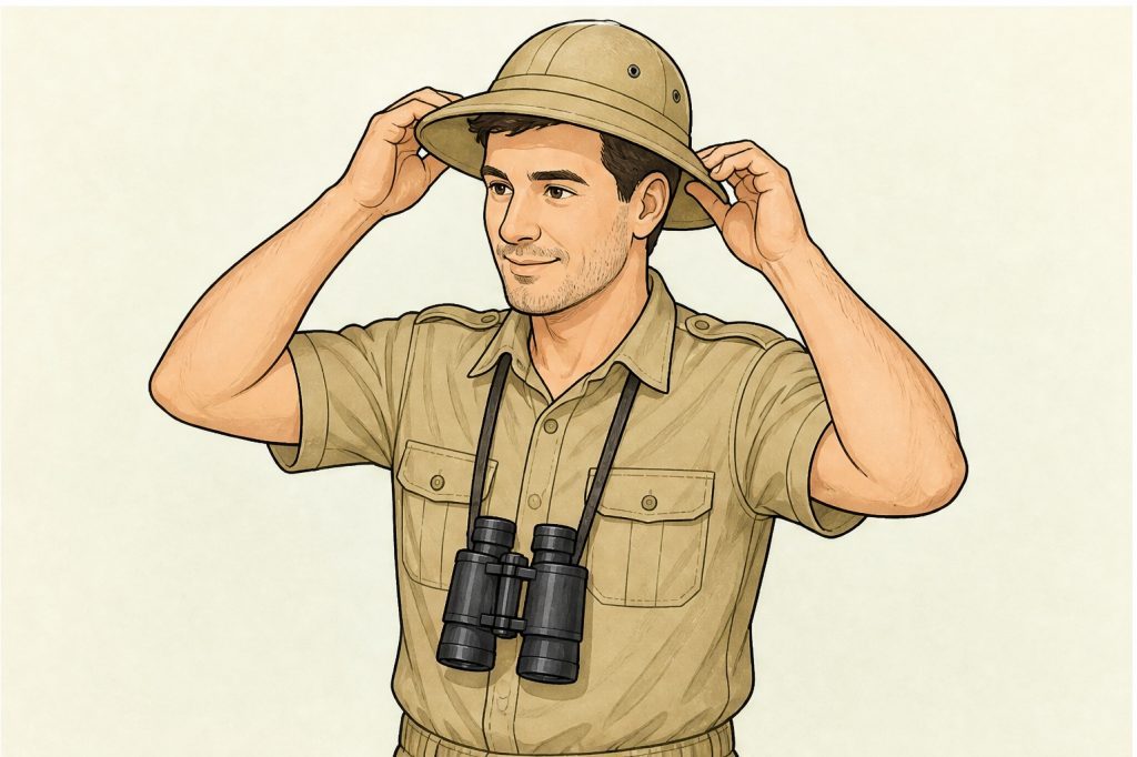 Position the safari hat