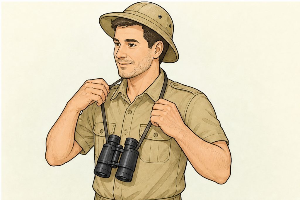 Place binoculars around the neck