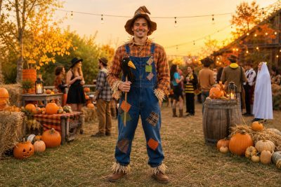 Patchwork Farm Scarecrow costume outfit