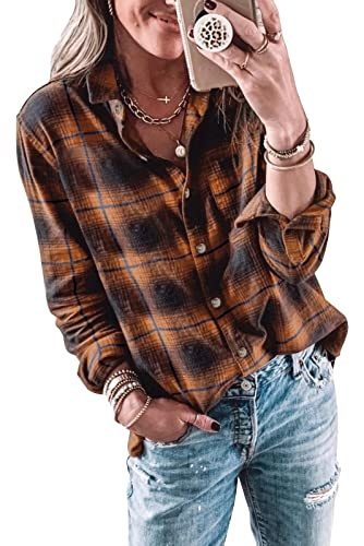 Orange Plaid Flannel Shirt