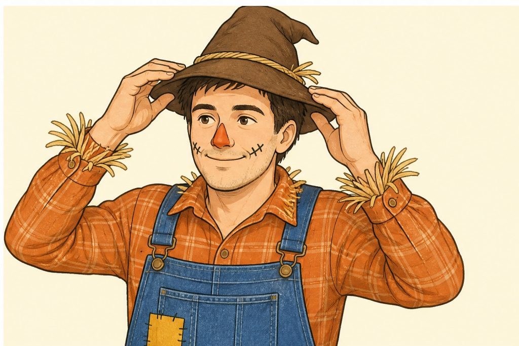 Put on a floppy brown hat