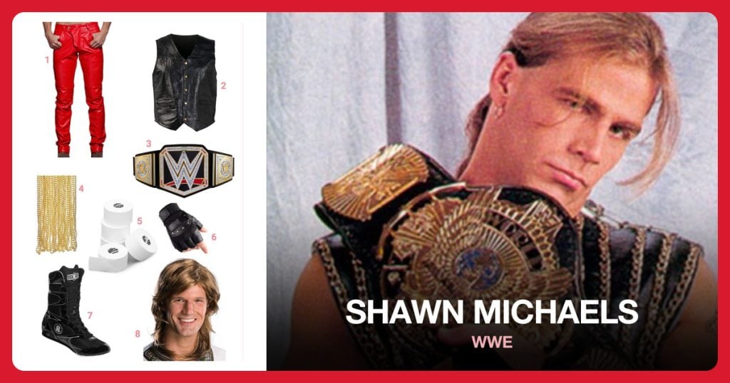 Leather Jeans, Leather Vest, WWE Belt and Gold Bead Necklaces beside Shawn Michaels