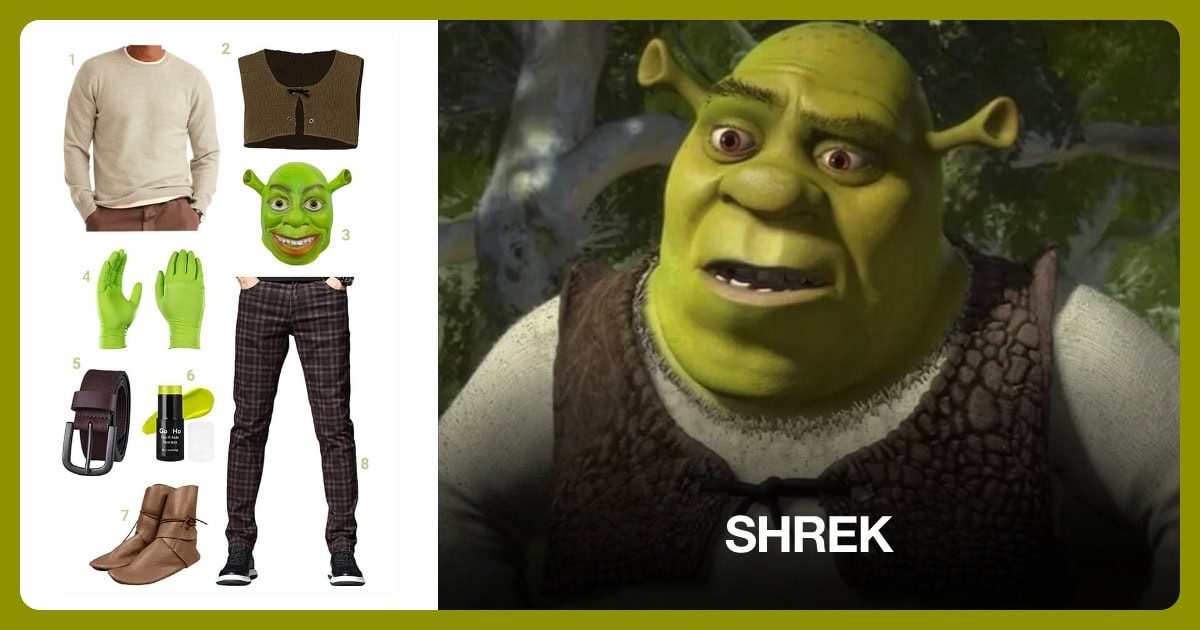 Shrek costume outfit and accessories